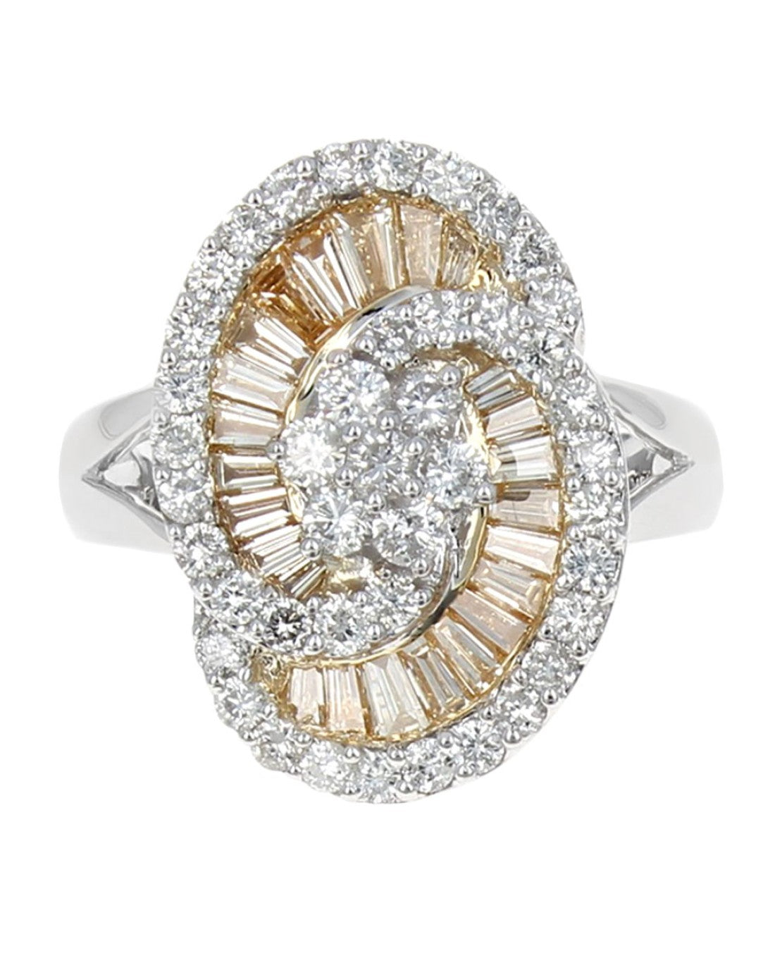 Yellow and White Diamond Swirl Ring