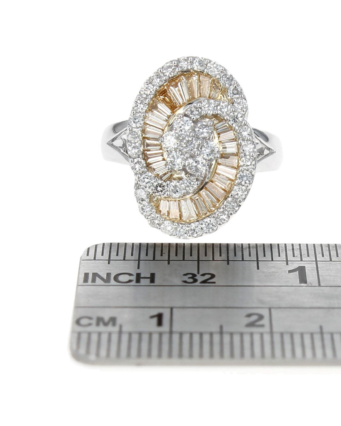 Yellow and White Diamond Swirl Ring