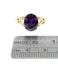 Amethyst Solitaire Split Shank Ring in Yellow Gold