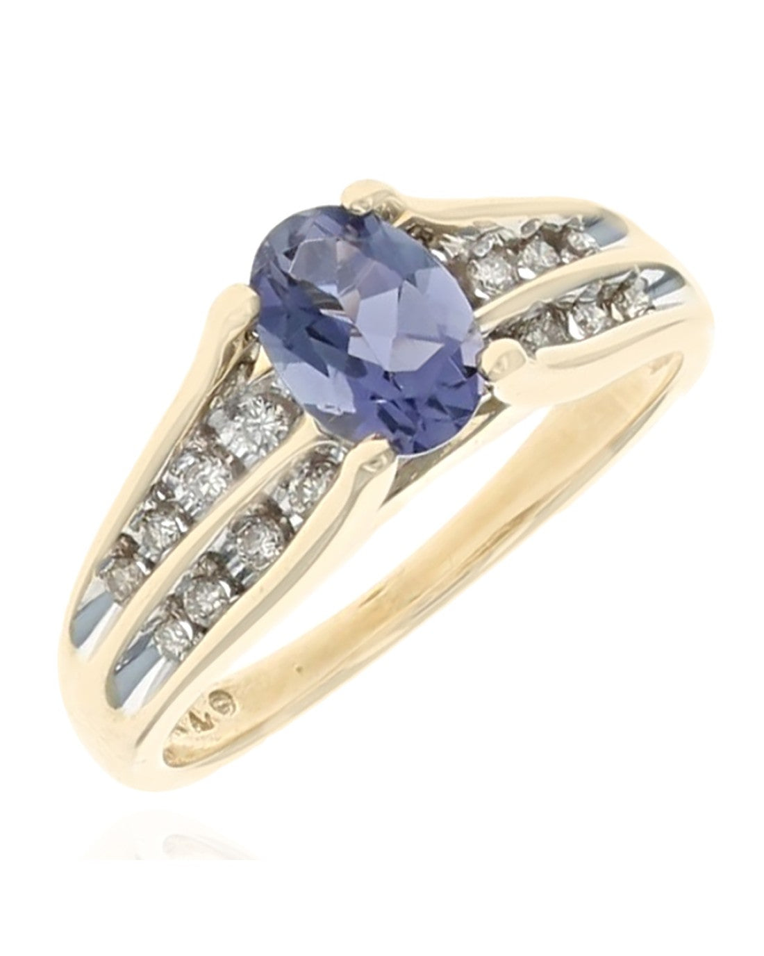 Iolite and Diamond Ring in Yellow Gold