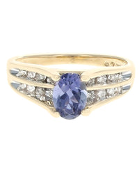 Iolite and Diamond Ring in Yellow Gold