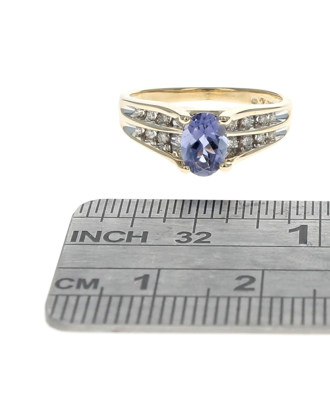 Iolite and Diamond Ring in Yellow Gold