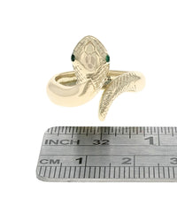 Snake Ring with Emerald Eyes in Gold