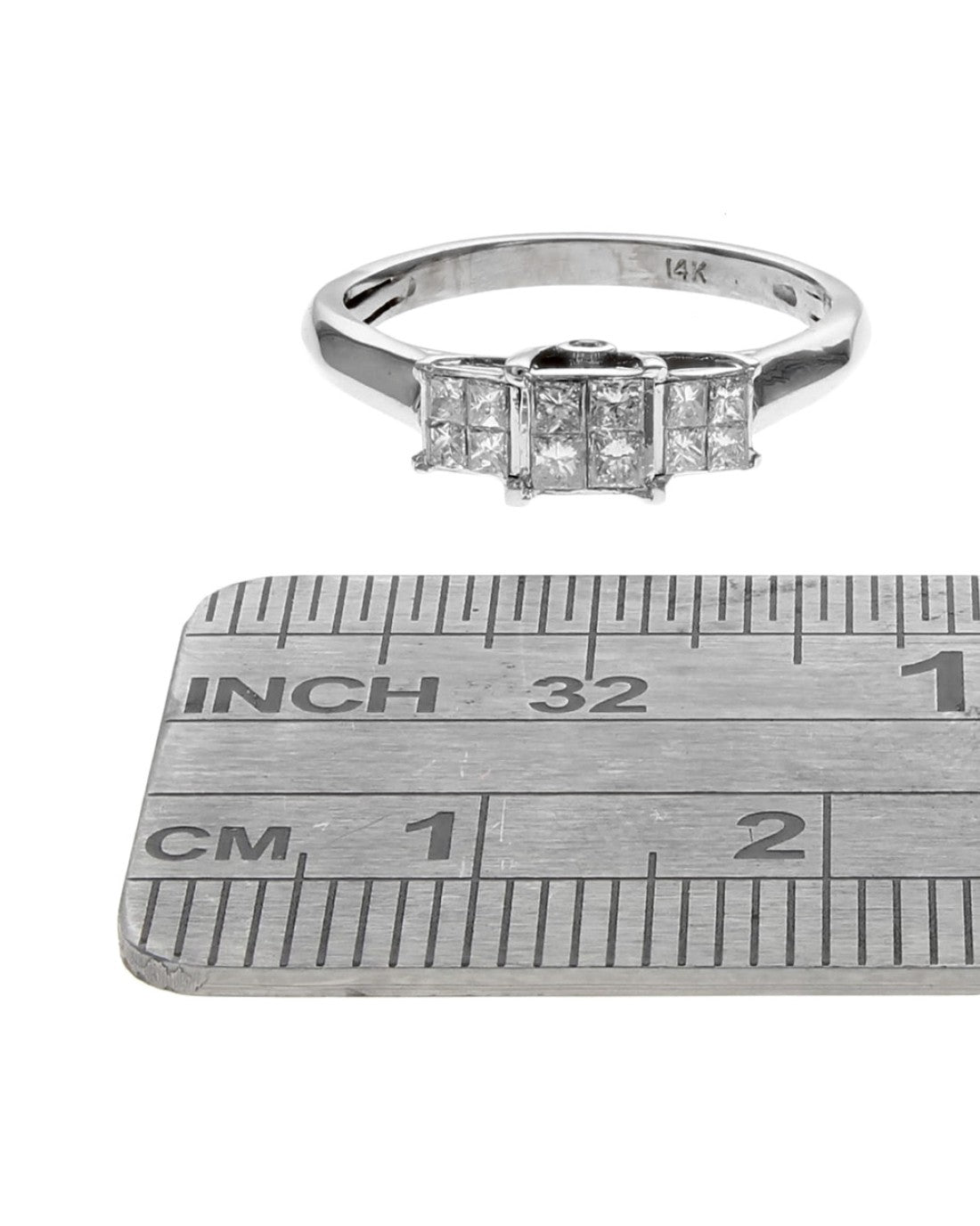 Diamond Triple Cluster Engagement Ring in White Gold
