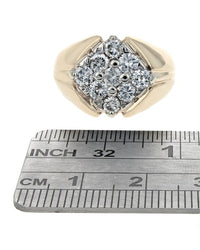 Gentlemans Diamond Cluster Top Ring in Gold