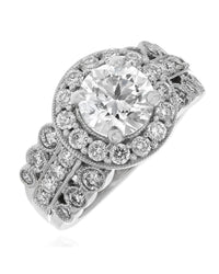 1.33ct Round Brilliant Diamond Halo 3 Row Shank Ring
