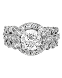 1.33ct Round Brilliant Diamond Halo 3 Row Shank Ring