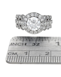 1.33ct Round Brilliant Diamond Halo 3 Row Shank Ring