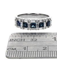 3 Row Alternating Sapphire and Diamond Tapered Band