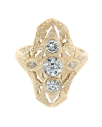 Vintage European Diamond Elongated Ring