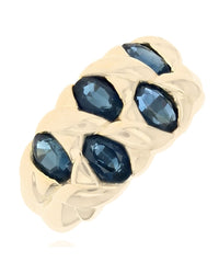 Oval Blue Sapphire Criss Cross Ring