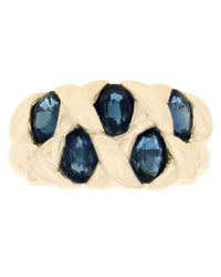 Oval Blue Sapphire Criss Cross Ring