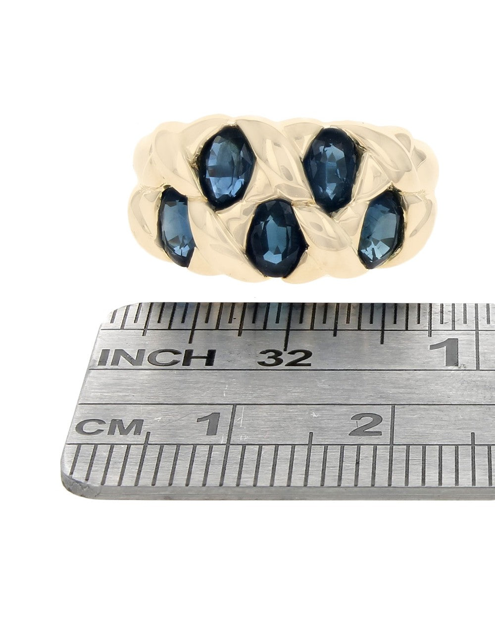 Oval Blue Sapphire Criss Cross Ring