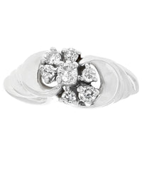 Diamond Open Swirl Cluster Ring in White Gold