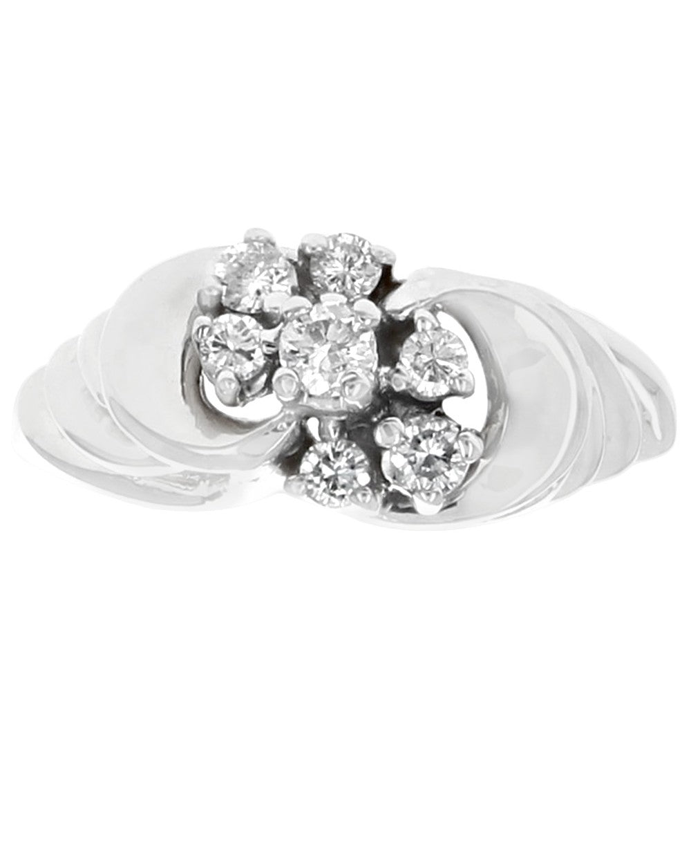 Diamond Open Swirl Cluster Ring in White Gold