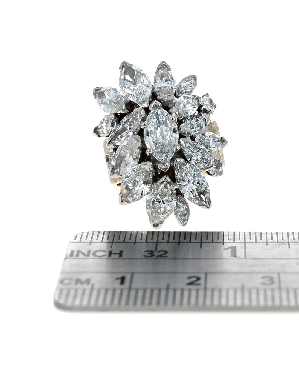 Marquise and Pear Shaped Diamond Cluster Ring in Gold