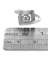 Diamond Solitaire Bypass Ring in White Gold