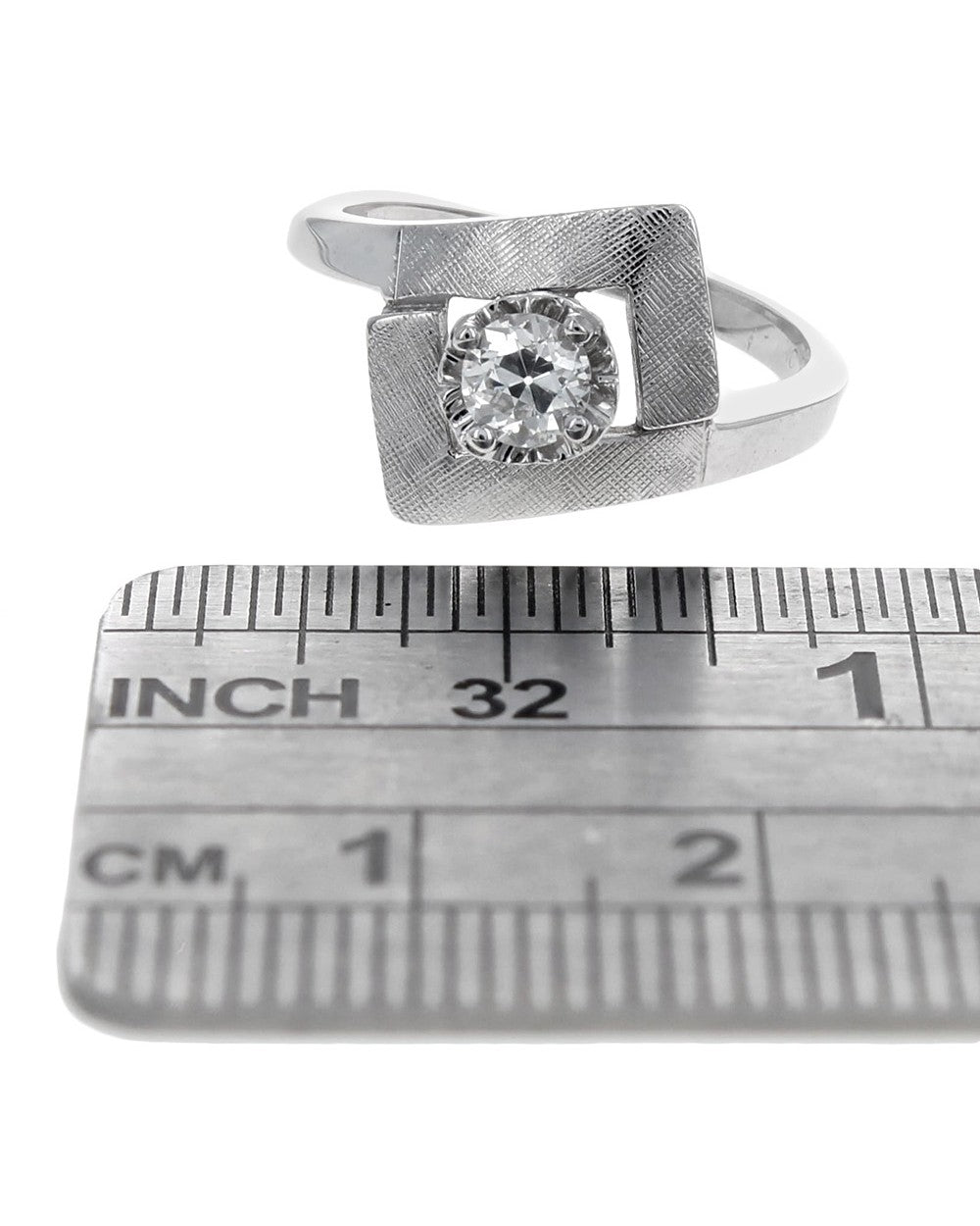 Diamond Solitaire Bypass Ring in White Gold