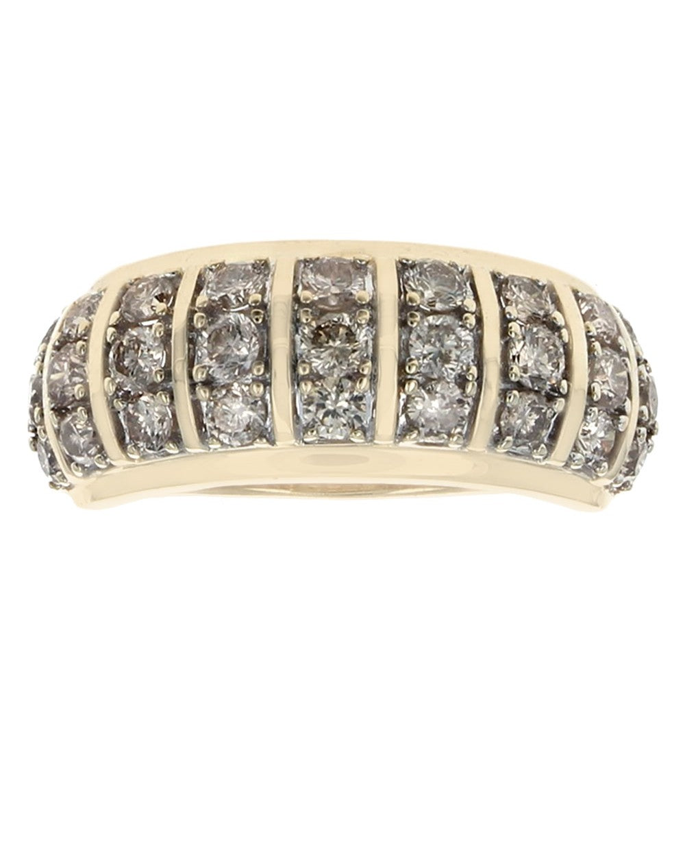 Diamond Vertical Bar Split Tapered Ring in Yellow Gold