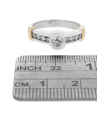 Diamond Fluted Accent Engagement Ring in Yellow Gold and Platinum