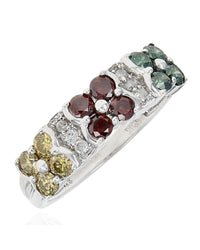 Irradiated Diamond Flower Ring in White Gold