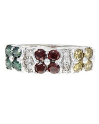 Irradiated Diamond Flower Ring in White Gold