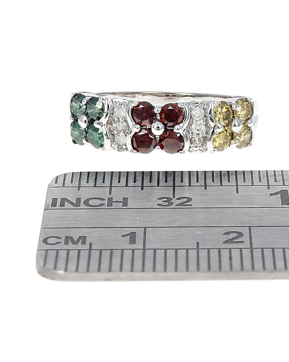 Irradiated Diamond Flower Ring in White Gold