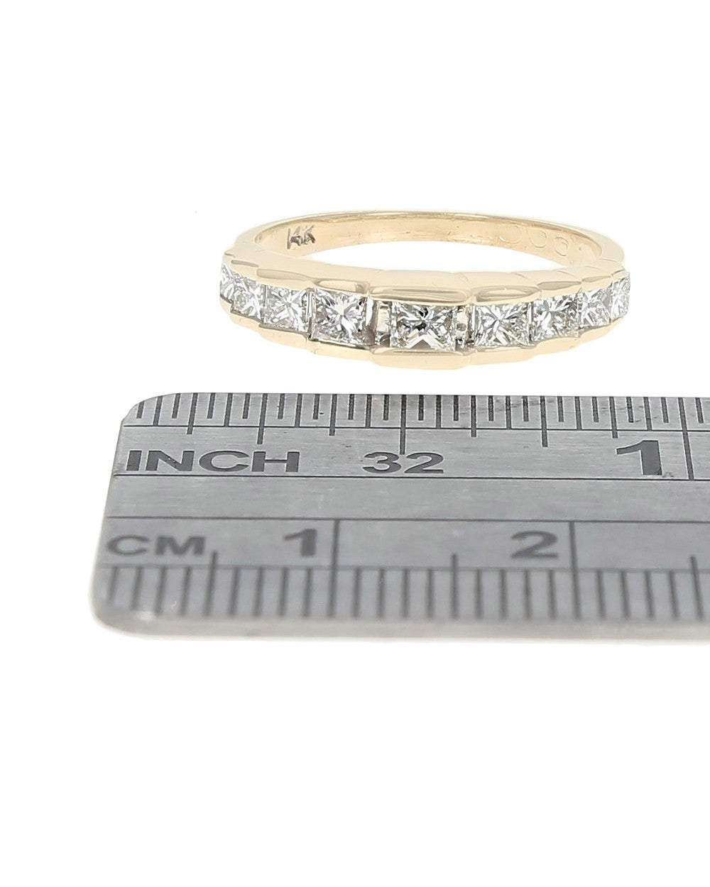 Diamond Step Cut Side Ring in Yellow Gold