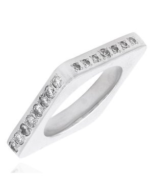 Diamond and Sapphire Square Stack Band