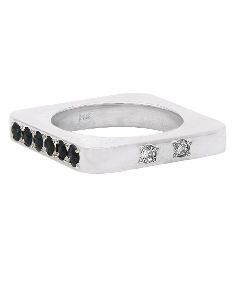 Diamond and Sapphire Square Stack Band