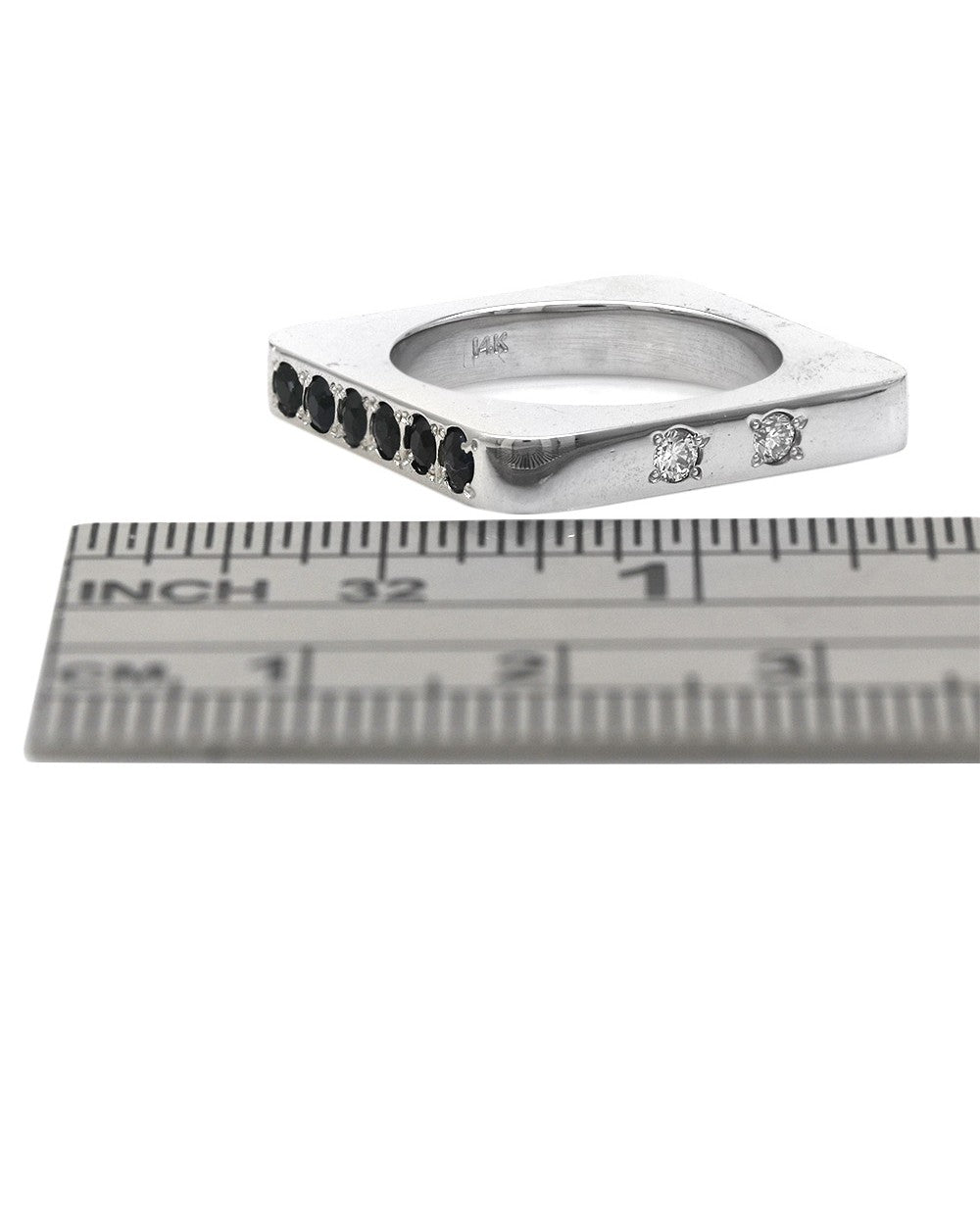 Diamond and Sapphire Square Stack Band