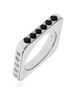 Diamond and Sapphire Square Stack Band