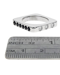 Diamond and Sapphire Square Stack Band