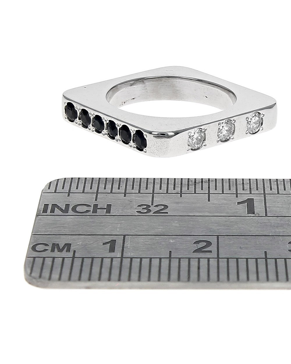 Diamond and Sapphire Square Stack Band