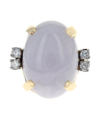 Lavender Jadeite and Diamond Accent Cabochon Ring