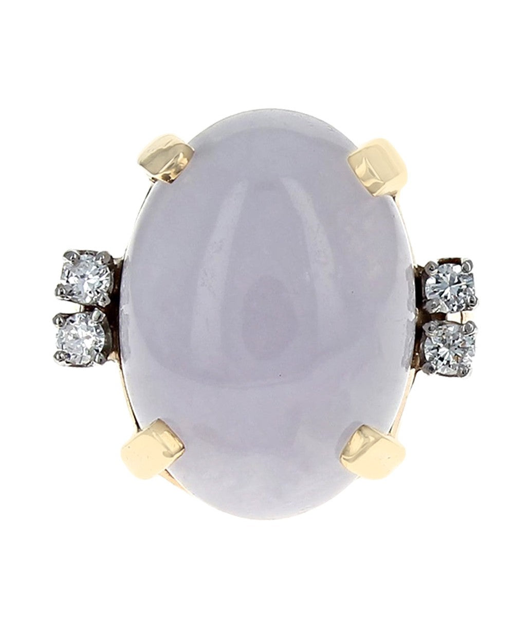 Lavender Jadeite and Diamond Accent Cabochon Ring