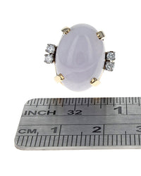 Lavender Jadeite and Diamond Accent Cabochon Ring
