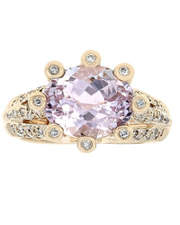 Kunzite and Diamond High Prong Ring