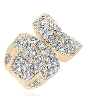 Diamond Pave Puffed Ring with Baguette Diamond Accent