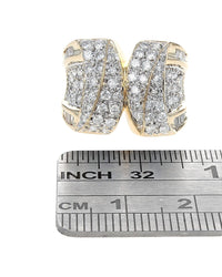 Diamond Pave Puffed Ring with Baguette Diamond Accent