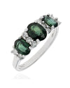 Alternating Green Sapphire and Diamond Ring in White Gold