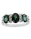 Alternating Green Sapphire and Diamond Ring in White Gold
