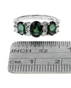 Alternating Green Sapphire and Diamond Ring in White Gold