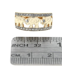 Diamond Open Cut Elephant Ring in Yellow Gold
