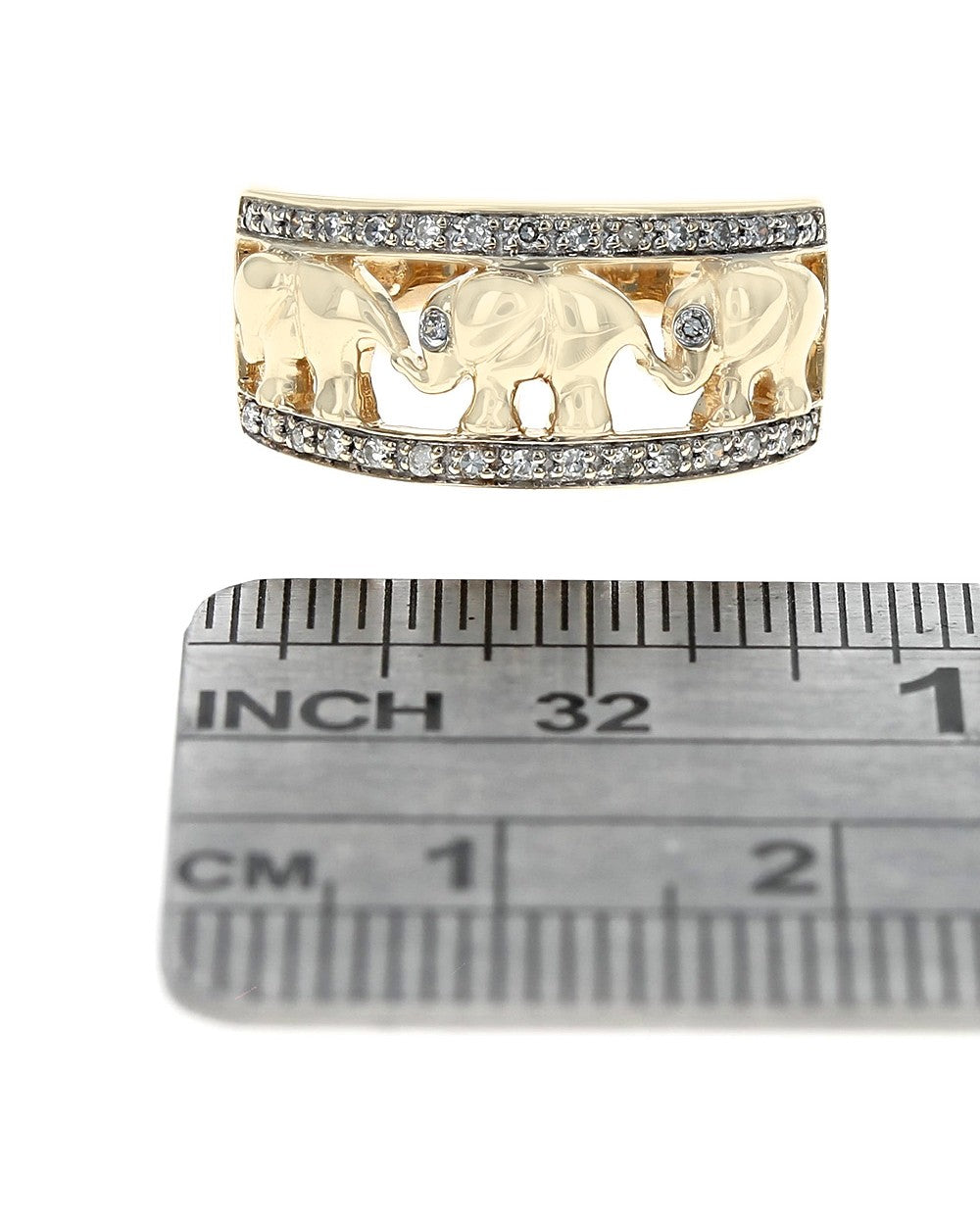 Diamond Open Cut Elephant Ring in Yellow Gold