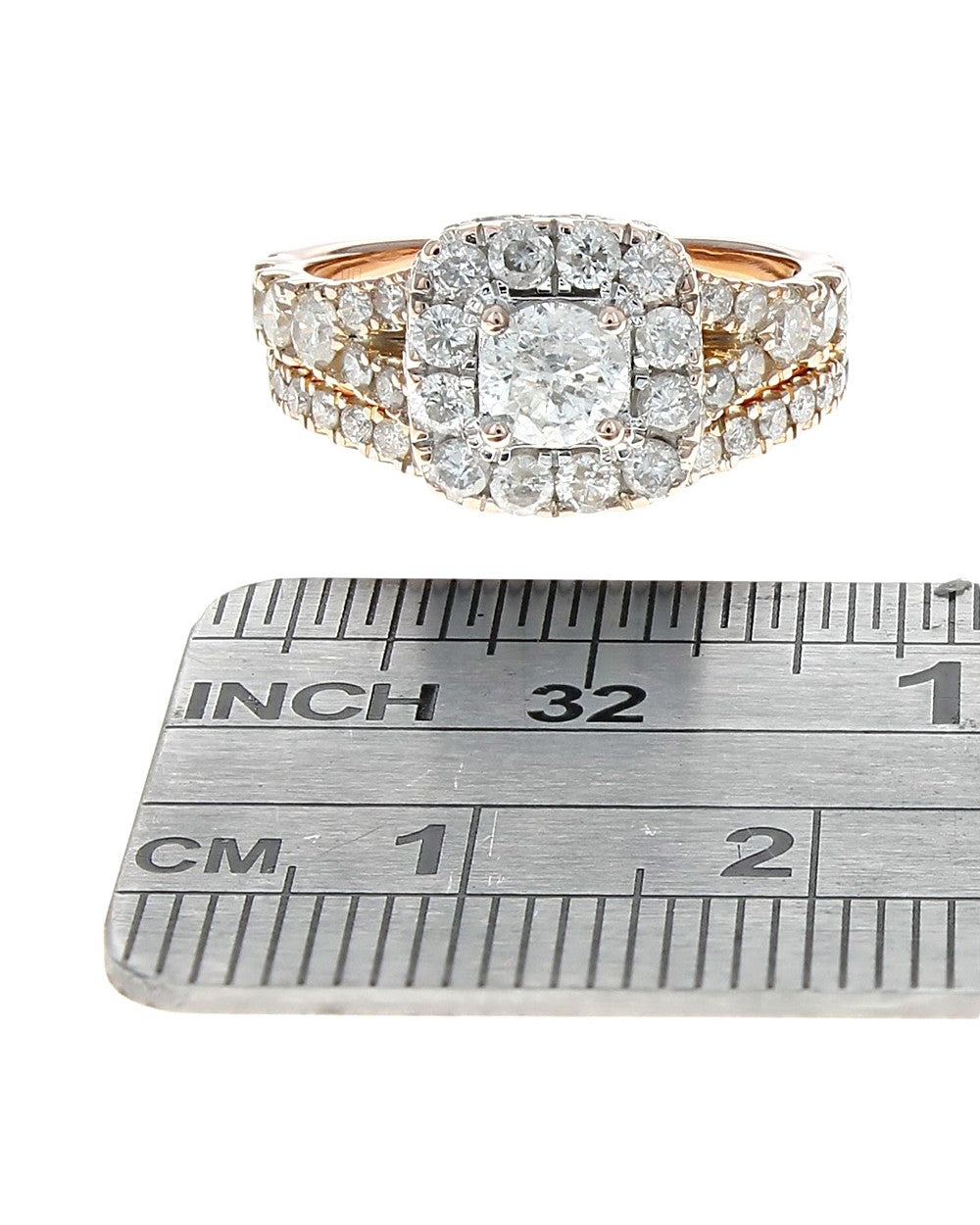 Diamond Square Halo Wedding Ring in Rose Gold