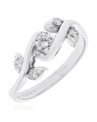 Diamond Foliate Bypass Ring in White Gold