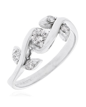 Diamond Foliate Bypass Ring in White Gold