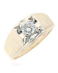 Gentlemen's Diamond Solitaire Ring in White and Yellow Gold