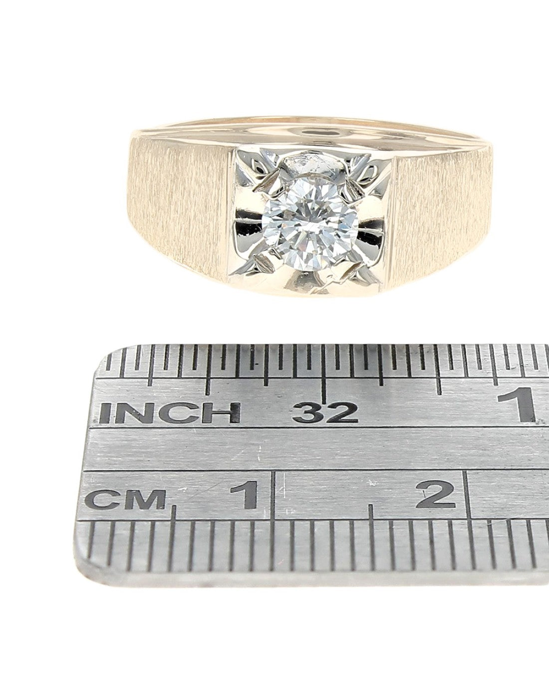 Gentlemen's Diamond Solitaire Ring in White and Yellow Gold